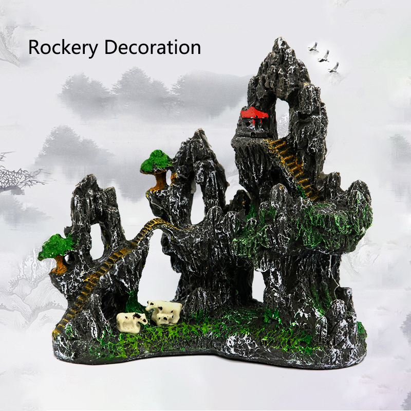 Aquarium Plant Guide - เรซิ่น Aquarium Rockery Mountain ตกแต่งประดิษฐ์ดู Rock