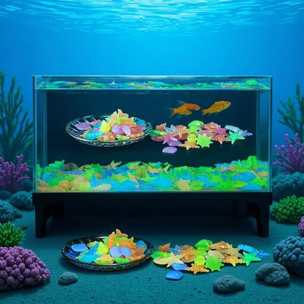Aquarium Plants Book - หินเรืองแสงในทะเล เปลือกหอยเรืองแสง ปลาดาวหลากสีสัน สำหรับตกแต่งตู้ปลา ตกแต่งภูมิทัศน์ ให้แสงสว่างในตู้ปลา