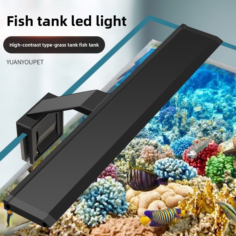Aquarium Plant Light Spectrum - ไฟ LED สำหรับตู้ปลาแบบมืออาชีพ - ความสว่างสูงสำหรับตู้ปลาน้ำจืด, โคมไฟแบบหนีบพร้อมฝาครอบกันน้ำ,
