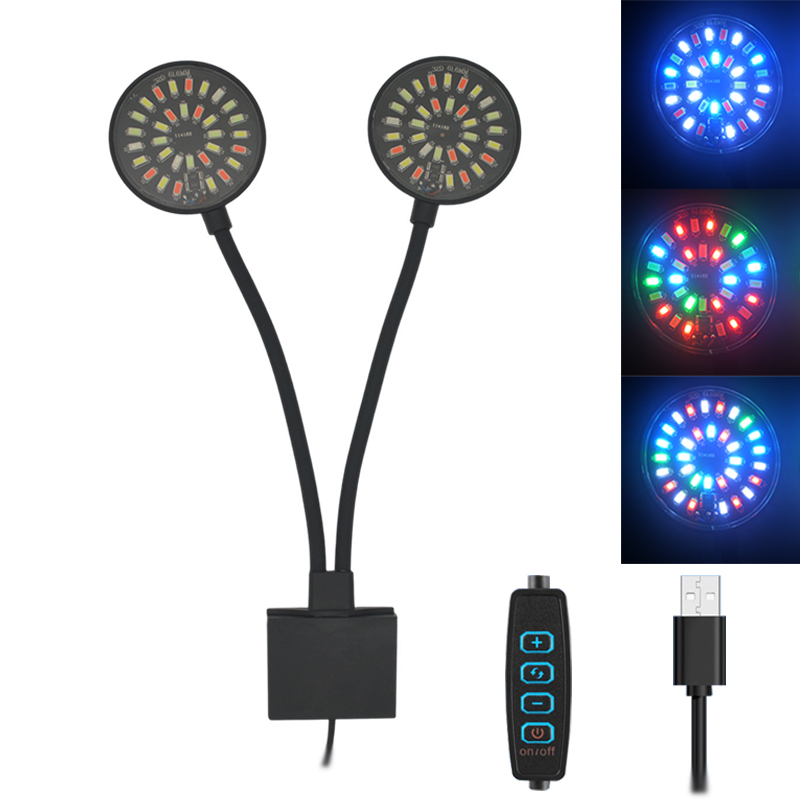 Aquarium Plant Light Spectrum - USB พิพิธภัณฑ์สัตว์น้ํา ไฟ LED ถังปลาคลิปโคมไฟเต็มสเปกตรัมพืชเติบโตปรับความสว่างหรี่แสงได้ 360