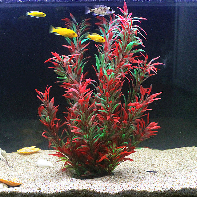 Aquarium Planted Fish Tank - 50 ซม.ถังปลาประดิษฐ์พืชหายากAquariumปลอมไม้ไผ่น้ําหญ้าพลาสติกสีม่วงสีเขียวหญ้าน้ําภูมิทัศน์Decor