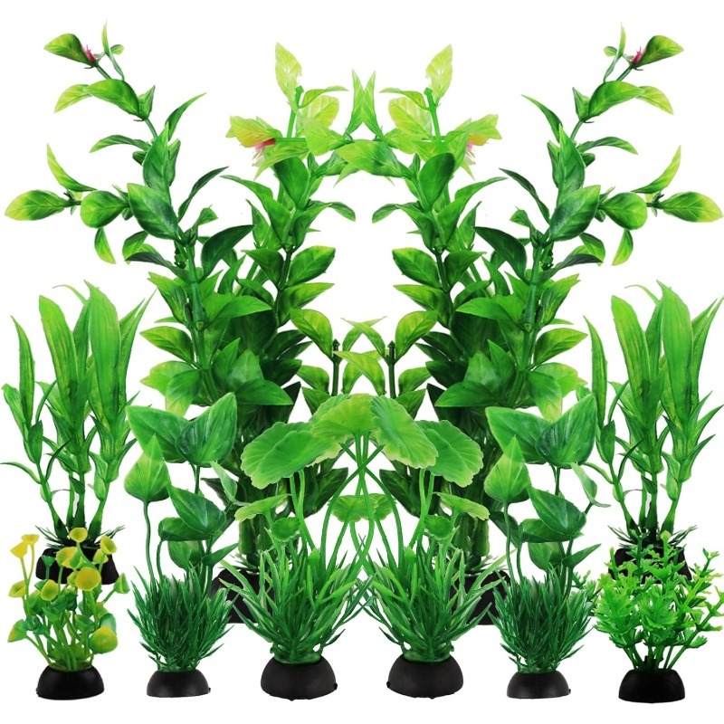 Aquarium Planted Fish Tank - 10/20 ชิ้นพืชประดับตู้ปลาประดิษฐ์พลาสติกสีเขียวจำลองหญ้าน้ำตกแต่งตู้ปลา DIY อุปกรณ์ตกแต่งบ้าน