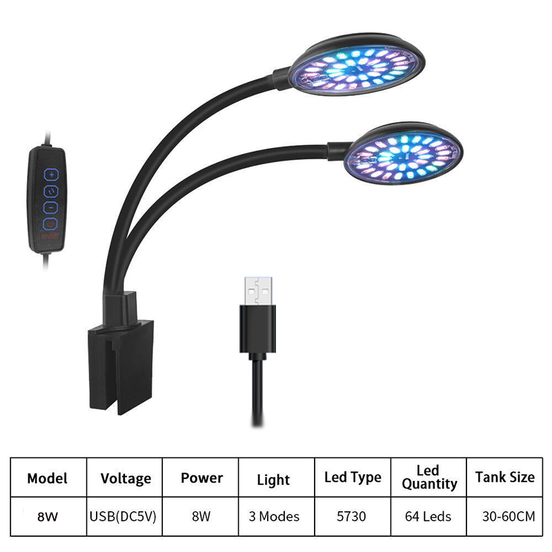 USB พิพิธภัณฑ์สัตว์น้ํา ไฟ LED - Aquarium Plant Light Spectrum บทวิจารณ์และราคา